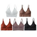 5 Pieces Ladies V Neck Padded Bralette Beach Comfort Bra Bustier Sport