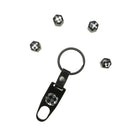 New Car Truck Bike 4 Pcs Metal Tire Wheel Stem Air Caps + Keychain Wrench