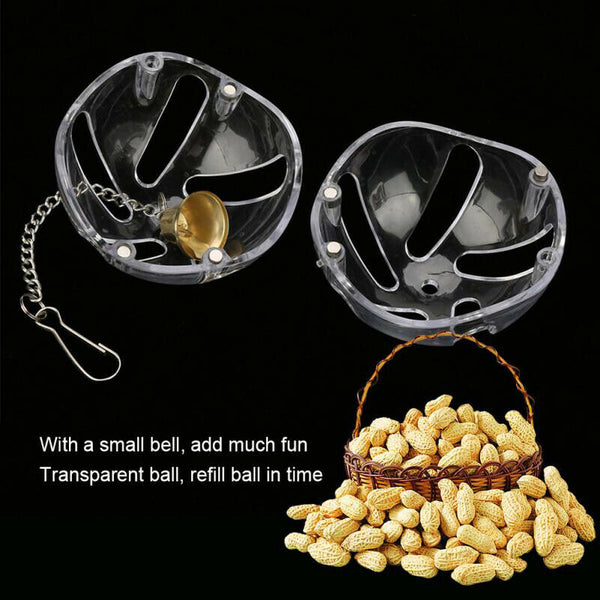 Parrots Ball Feeder Hanging Cage Feeding Birds Bell Foraging Chain For Trea_