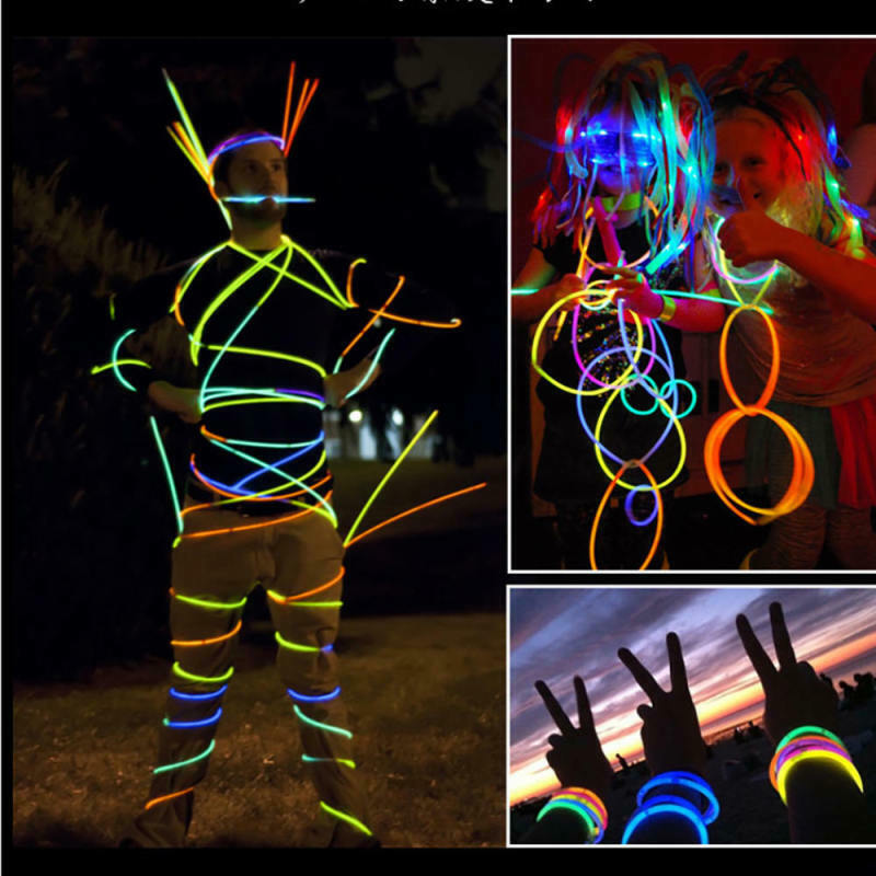 100pcs Neon Colors Glow Sticks Bulk Party Bag Necklace Bracelets Disco DIY LED