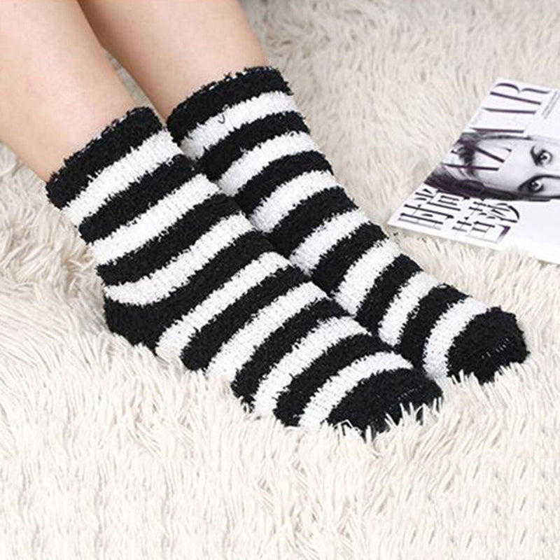 Women Girls Winter Bed Socks Solid Fluffy Warm SoLJ Thick Home Candy Color LJ