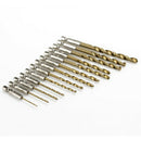 13pcs High Speed Steel Titanium Coated Drill Bit Set Hex Shank 1.5-6.5mm Wo