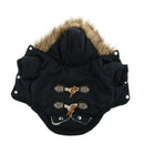 Autumn Winter Pet Dog Horn Buckle Hooded Pocket Thick Warm Coat Blue