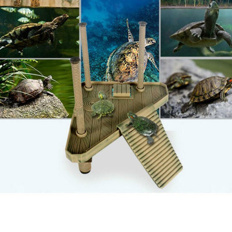 Reptile Small Turtle Frog Pier Floating Basking Platform with Ramp Ladder