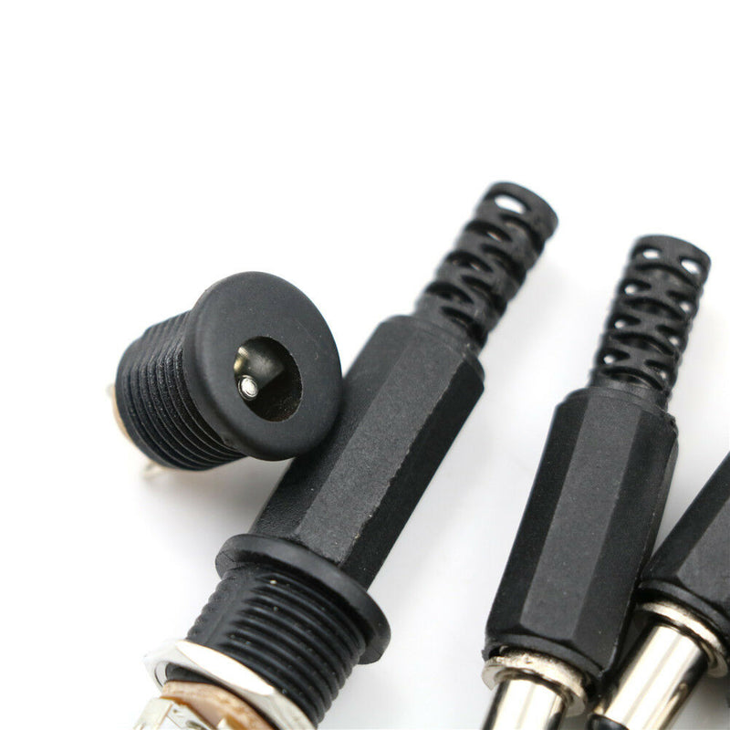 5 Pcs 5.5mm x 2.1mm Male DC Power Plug Connector Screw Lock Female Panel.Soc Px