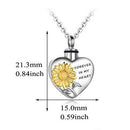 Heart Shaped Sunflower Pattern Pendant Necklace Ashes Necklace