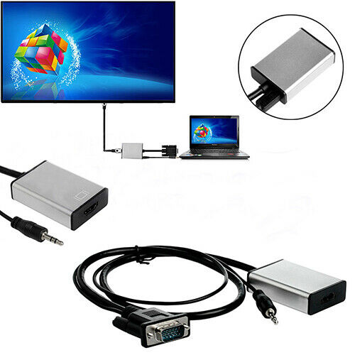VGA TO HDMI OUTPUT 1080P HD + AV TV HDTV VIDEO USB CABLE CONVERTER ADAPTER Delux