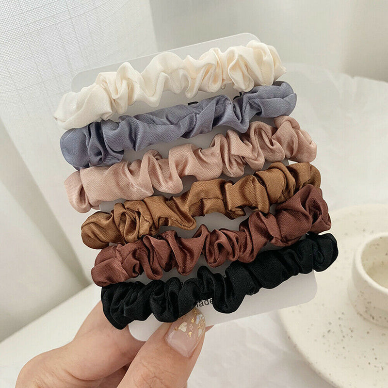 6* Hair Band Scarf Bow Ties Rope Elastic Scrunchies Women Girls Accessories Set