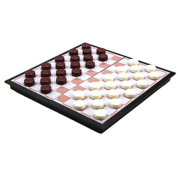 50 PCS Magnetic Checkers Draughts Folding Chessboard Travel Game Educational
