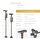Elderly Cane Sticks Anti-Slip Sticks with Lights Four Feet Folding Telescop