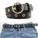 Women Leather Belt Round Metal Pin Buckle Circle Belts Fashion Punk for Wom