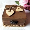 Wedding Ring Bearer Box w/ Heart Decor Wood Display Jewelry Ring Holder Case