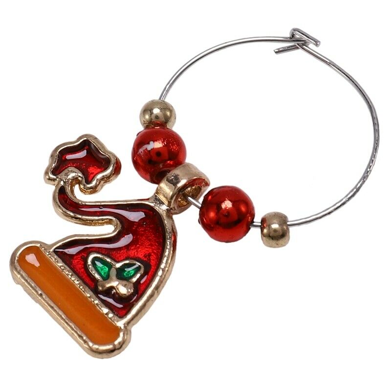 1 Set Christmas Wine Glass Cup Ring Decoration Charms Party New Year Cup Ri