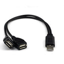 2.0 A Male To 2 Dual USB Female Jack Y Splitter Hub Power Cord Adapter Cable New