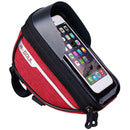 Bike Front Frame Touch Screen Waterproof Phone Bag Top Tube Pannier (Red)