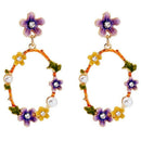 Sweet And Lovely Colorful Flower Wreath Pendant Earrings Enamel Diamond Ear A1W6