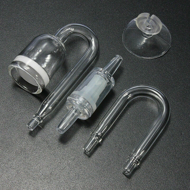 Aquarium Tank Spiral CO2 Diffuser Glass U Shaped Tube Bubble Suctio Counter S6E3