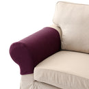 2Pcs Stretch Armrest Slip-Covers Sofa Arms Protectors Purple +10 Twist Pins