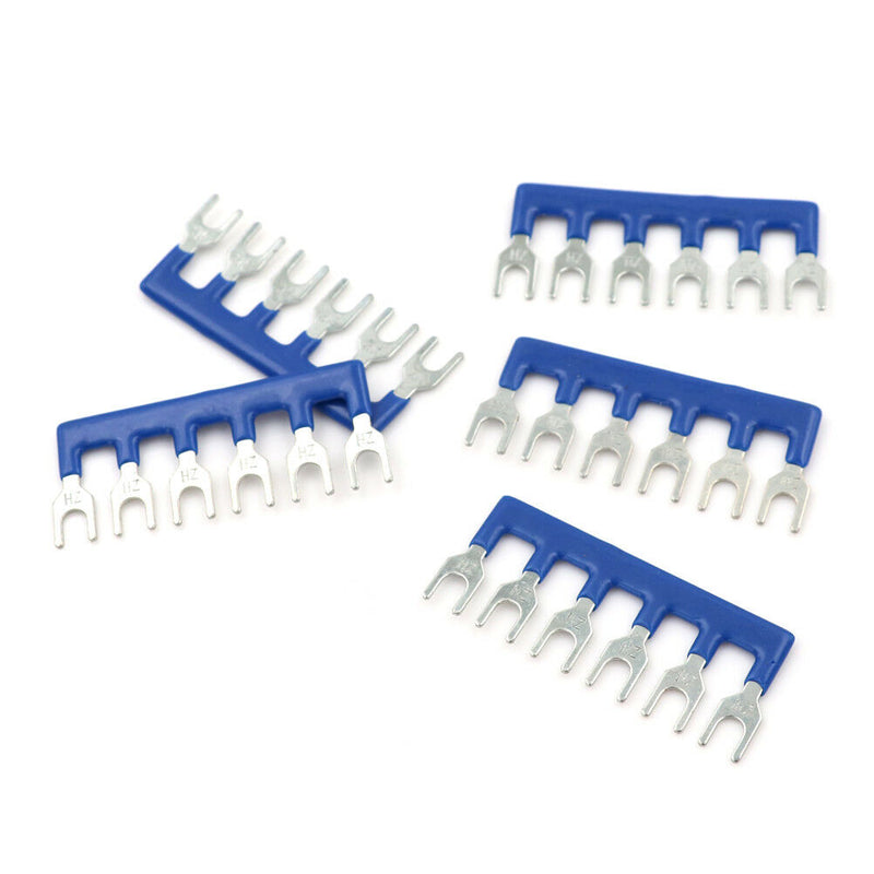 5Pcs TB-1506 15A 6 Postions Pre Insulated Terminal Barrier Strip Blue  F Bj