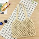 New Hand-Woven Hollowwork Straw Bag Paper Rope Grid Without Lining Woven Be