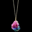 Natural Rainbow Stone Crystal Chakra Rock Chain Quartz Pendant Necklace Hn