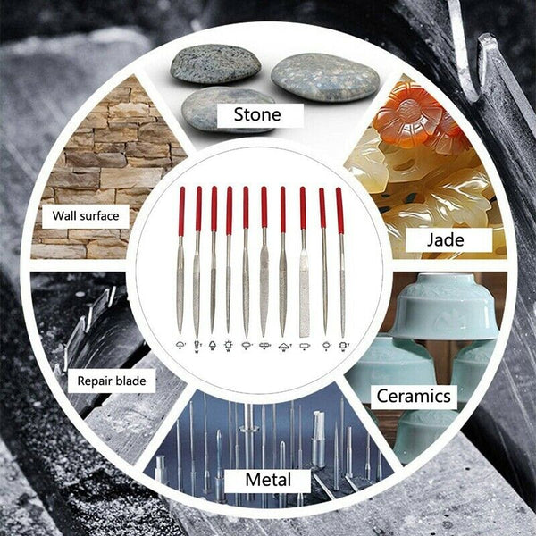Diamond Needle File Set with Clean Brush Storage Box, Hand File for Metal G V6L7