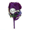 Lilac & Violet Rose Flower Pin Wedding Bridal Corsage Groom Boutonniere Set