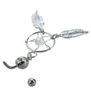 316L Steel Ball Rhinestone Dangle Belly Navel Barbell Bar Ring Z5T7