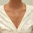 Fashion Multi-layer Necklace Women Butterfly Pendant Clavicle Chain Jewelry