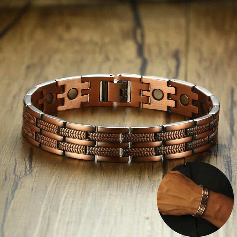 Mens Elegant Pure Copper Magnetic Therapy Link Bracelet Pain Relief for Art R8S2