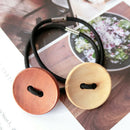 3pcs Women Simple Wood Elastic Hair Tie Rope Band Ponytail Holder Buttons BD3C