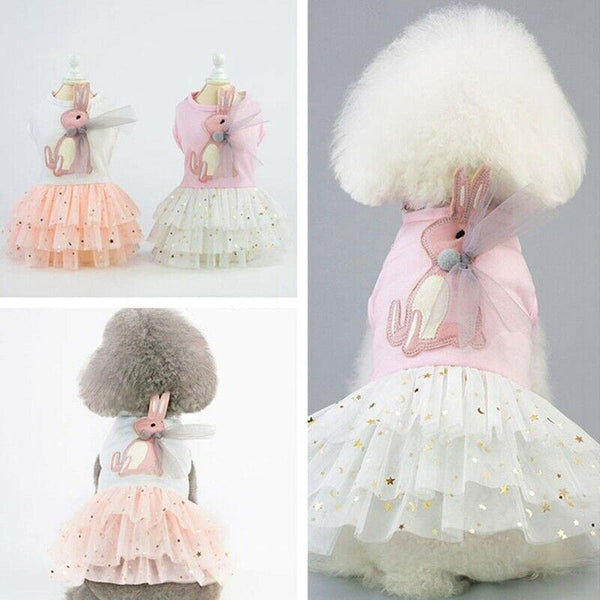 Pet Dress, Cute Rabbit Decor Dog Tutu Princess Dress Wedding Skirt Small Do G6D5