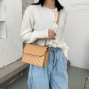 Lattice Women Messenger Bag Small Square Shoulder Crossbody Handbag (Khaki)