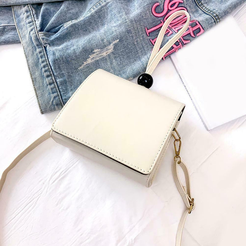 Fashion Women Shoulder Handbag PU Leather Solid Color Crossbody Bag (White)