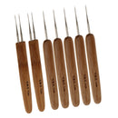 7pcs Wood Hair Extensions Weaving Crochet Needles Hooks  Set 0.5mm