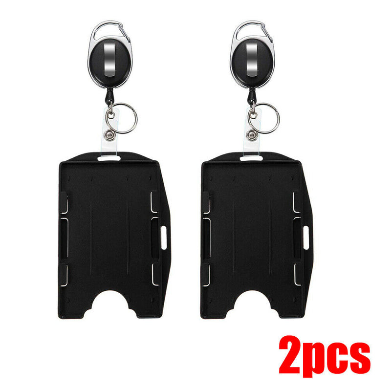 2 -Pack Card ID Holder with Retractable Badge Reel Carabiner & Belt Clip