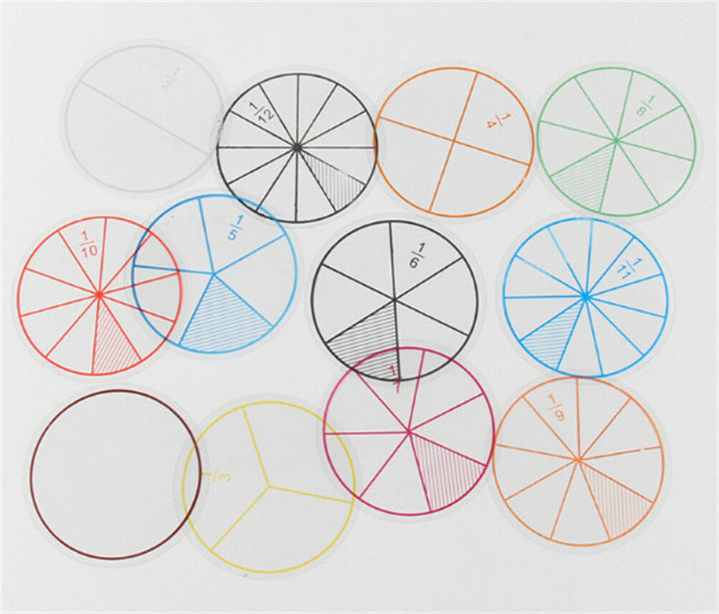 12pc Math Fraction Circles for Children Kids Student School EducationalToyGiftMO