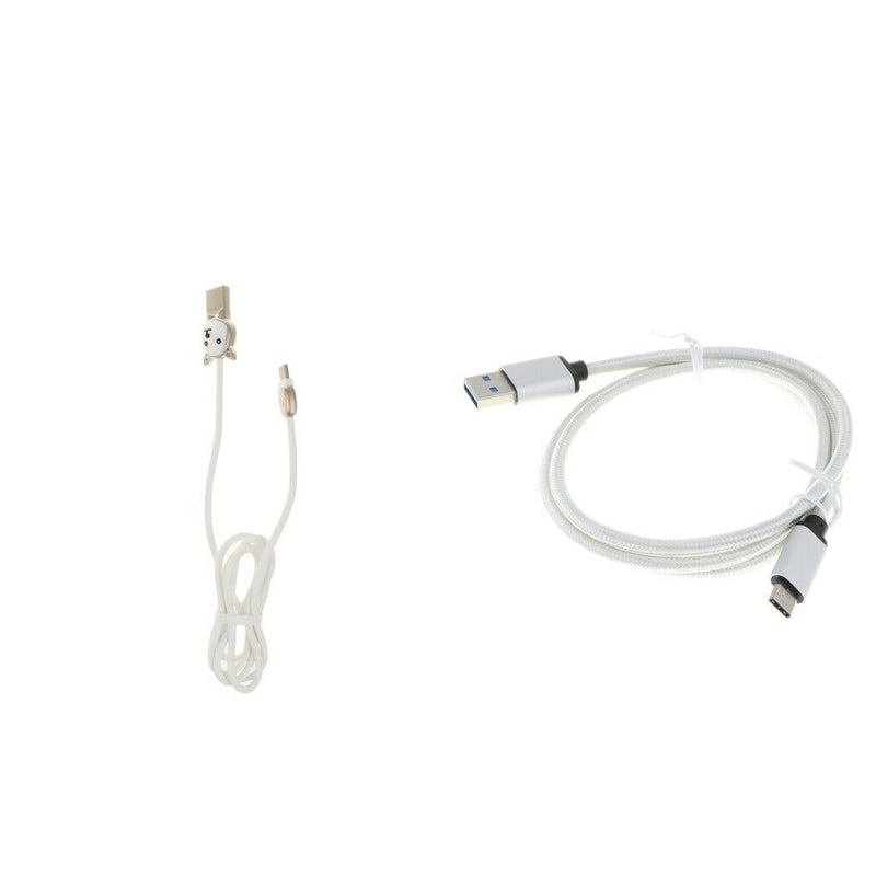 USB Android Charging Cord TPE Data Sync Quick Charger Cable White+ Nylon Braided