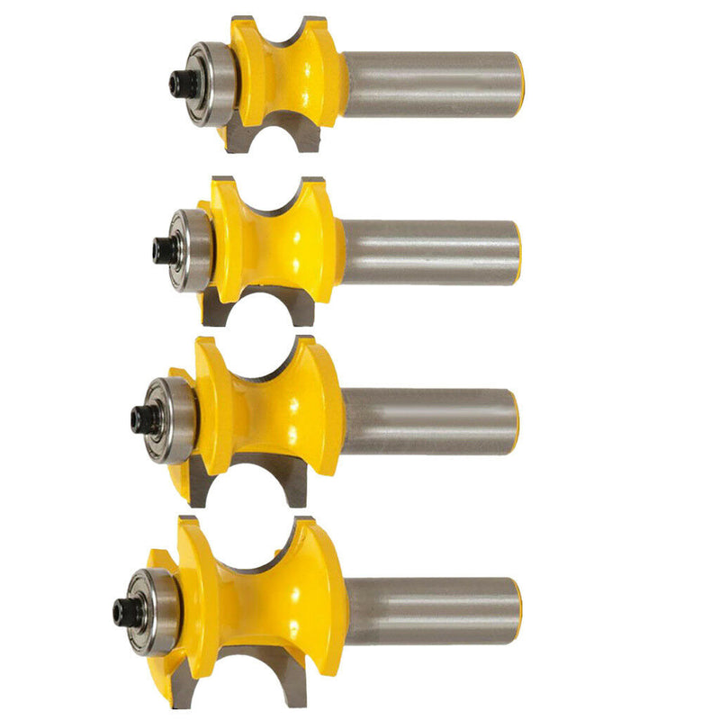 4pc 1/2" Round Shank 3/8,3/4,1/2,5/8" Cutting Dia Beading Router Bit Cutter