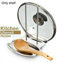 Stainless Steel Pot Cover Rack Stand Pan Lid Spoon Holder Organizer Cookwar R2E9