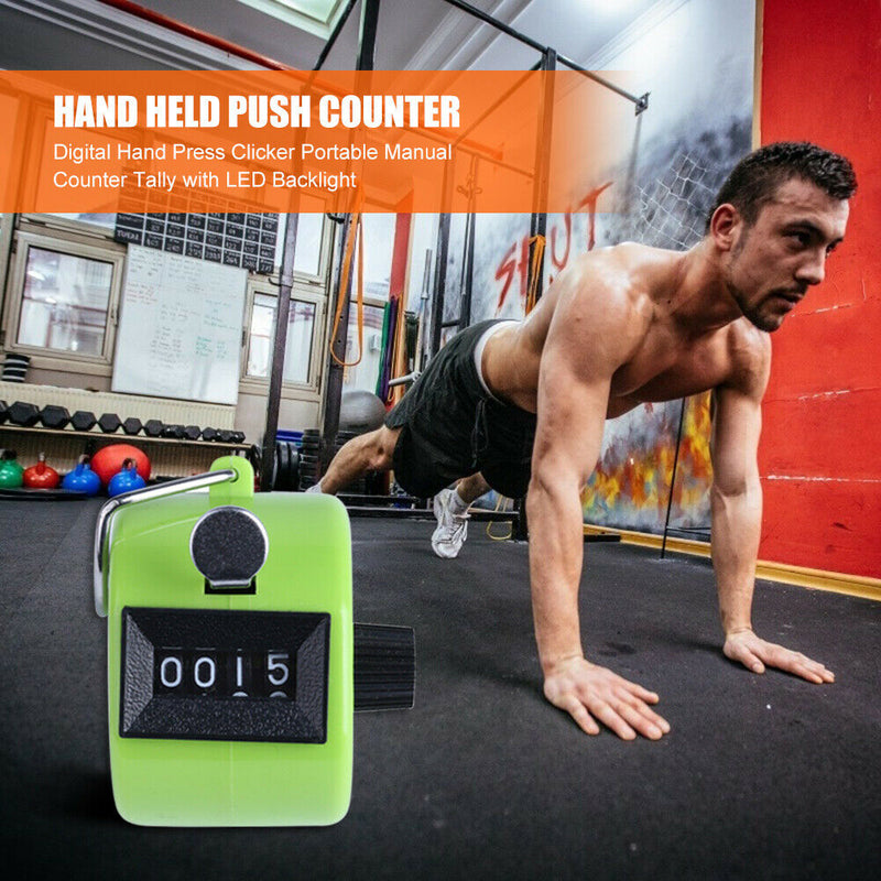 Digital Hand Press Clicker Portable Manual Tally with LED Backlight (Green)