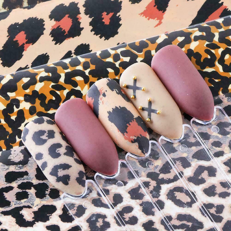 4pcs Leopard Print Nail Art Stickers Transfer Foil Decor Decals Accessories X6Z9