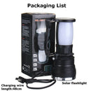 Solar Power Rechargeable Battery LED Flashlight Tent Light Lantern Lamp ~S