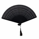 Bamboo Fan Patterned Openwork Dragonfly Pocket Fan Gift Decoration - Black V8V2