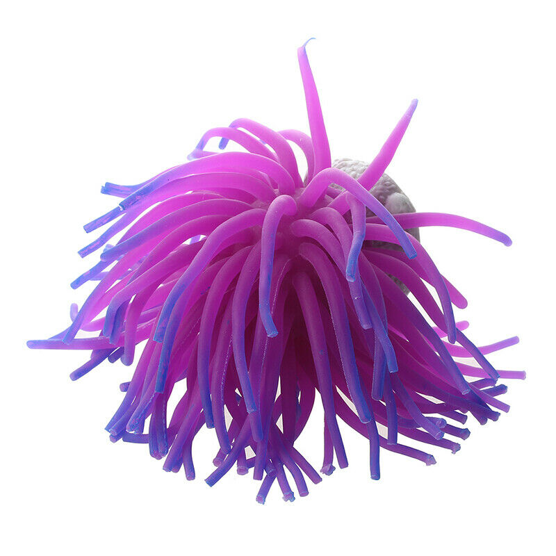 2 x Silicone Aquarium Fish Tank Coral Ornament Decoration--Purple G9S4