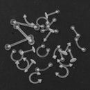 24Pcs Mixed Styles Acrylic Body Jewelry Piercing Eyebrow Navel Belly Nose Tongue