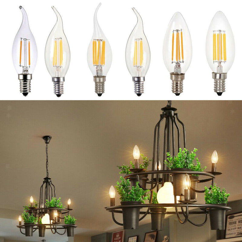 LED Filament Candle Light Bulb For Chandelier Ceiling Light A-Warm White 2W