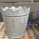 Small Tabletop Tin Metal Flower Vase Planter Home Room Window Box Trough Pot