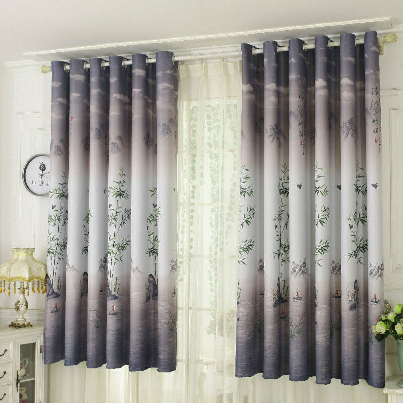 1*2M Green breeze bamboo Floral printed bedroom living room Window curta RLH