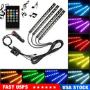 48 LED 4X RGB Car Interior Atmosphere Neon Light Strip Music Control & Hn